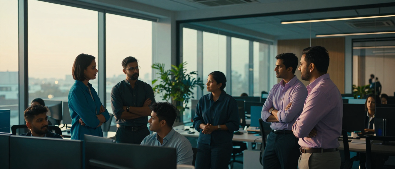 Vaayum Technologies team — modern Indian tech office, collaborative atmosphere